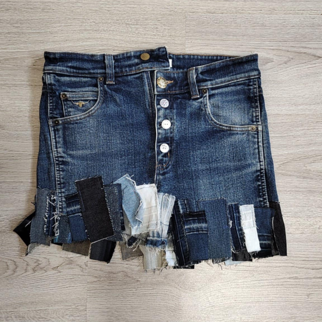 Urban Rebel Upcycled Denim Mini Skirt