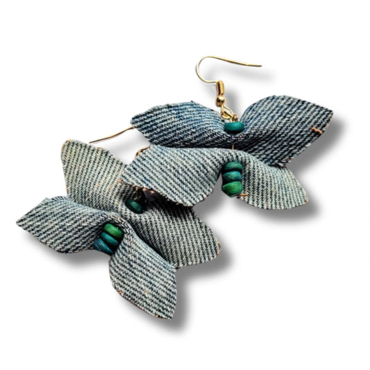 Sassi Denim Pink Butterfly Earrings