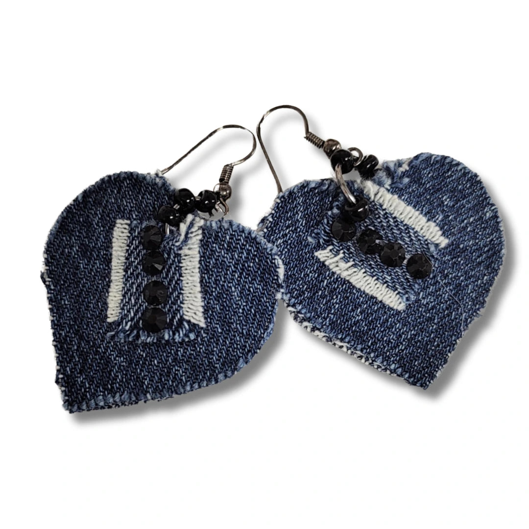 Sassi Denim Black Beaded Earrings