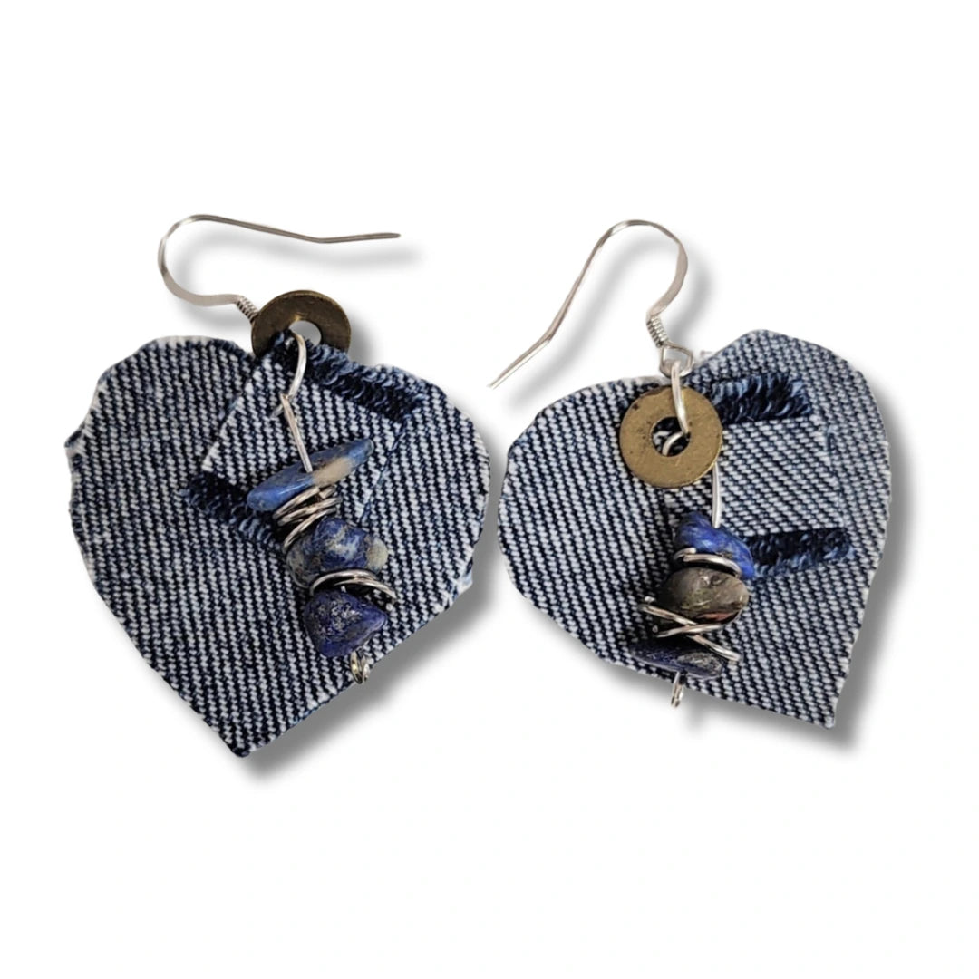 Sassi Denim Stone Beaded Earrings
