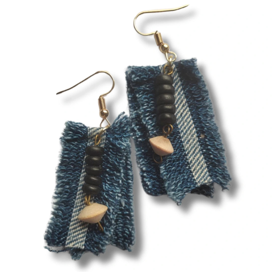Sassi Denim Summer Black Beaded Earrings