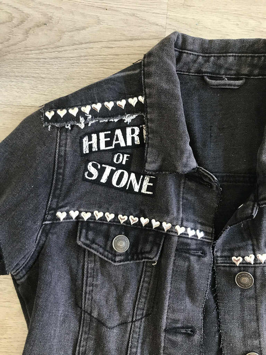 Upcycled Denim Vest Women’s Size 10 | Cher Inspired “Heart of Stone” Jacket | Handmade Rocker Vest