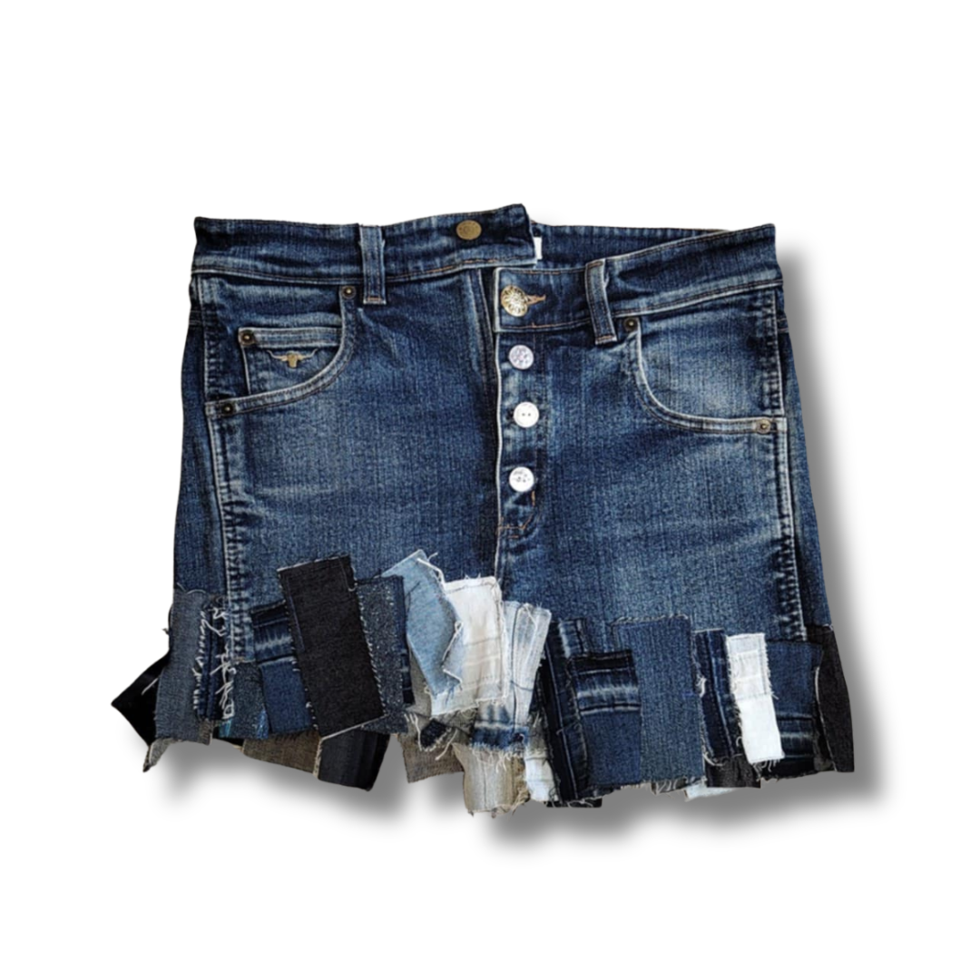 Urban Rebel Upcycled Denim Mini Skirt