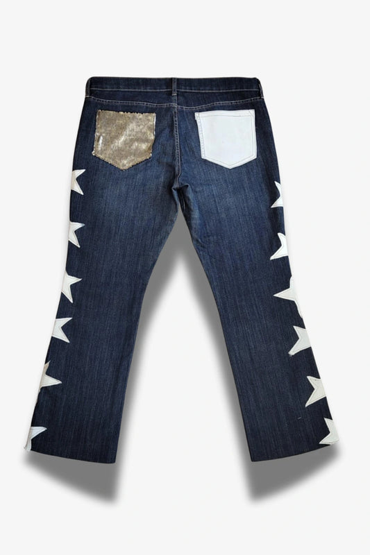 Star Detail Jeans — Dark Denim (Size 16–18)