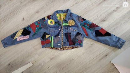 Upcycled Denim Jacket Women | Handmade Sequin Statement Jacket | One of a Kind Festival Coat