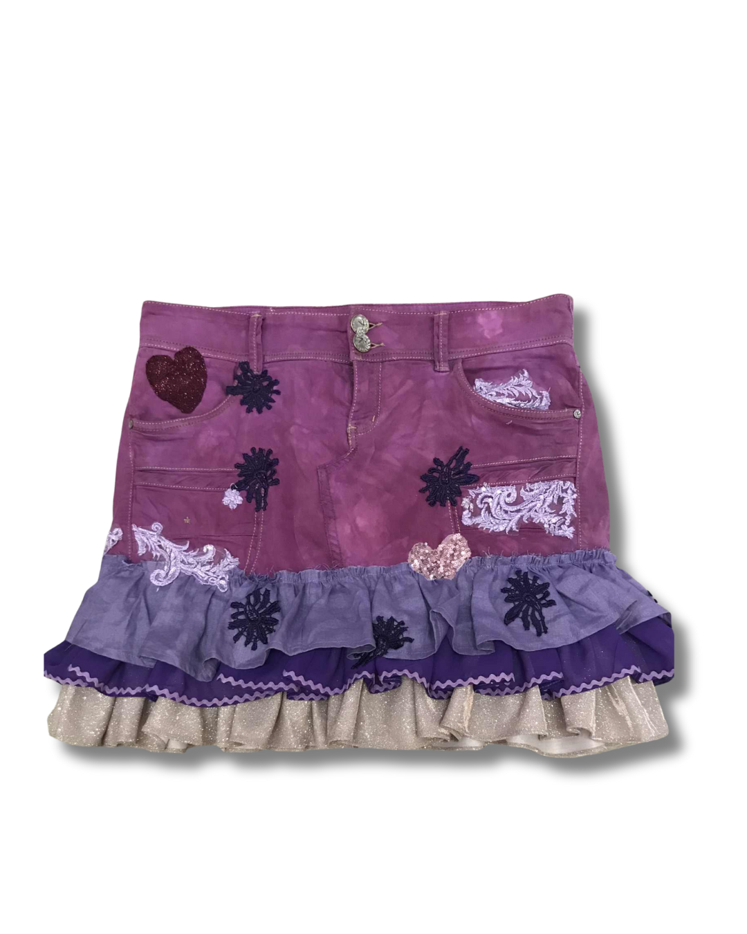 Custom Ruffle Skirt | Made to Order Upcycled Denim Skirt | Boho Festival Skirt | Handmade Layered Patchwork