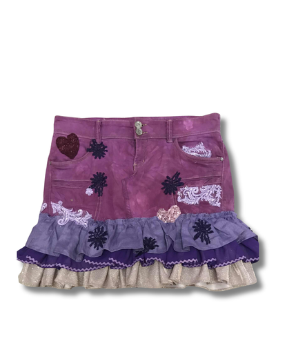 Custom Ruffle Skirt | Made to Order Upcycled Denim Skirt | Boho Festival Skirt | Handmade Layered Patchwork