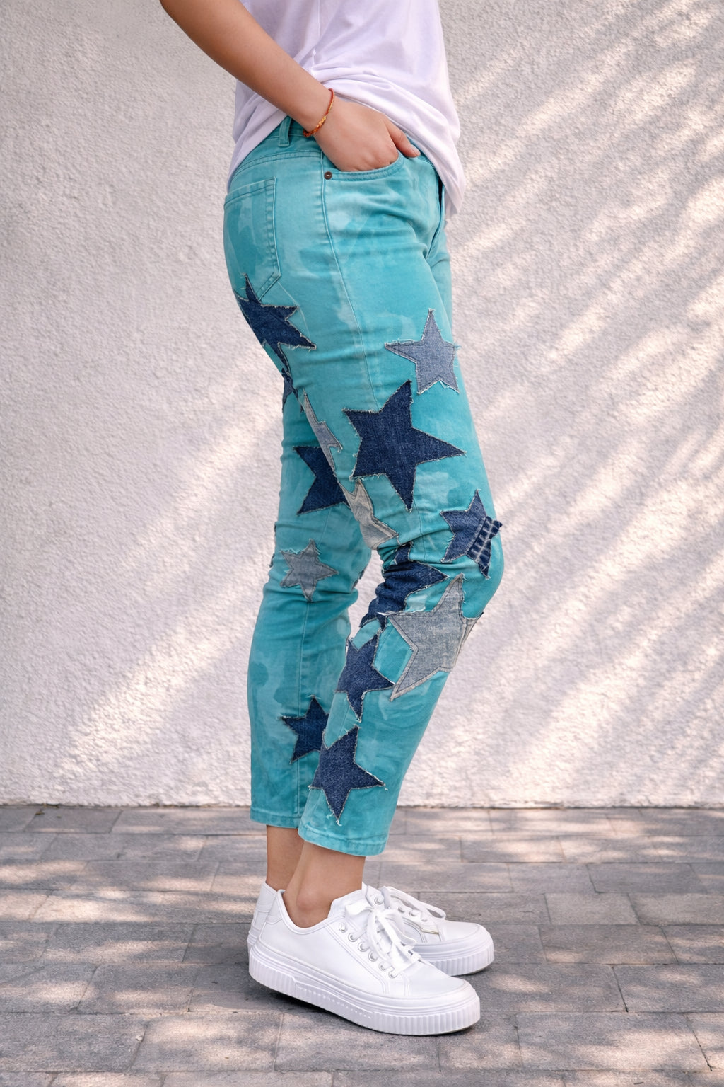 Women's Denim Blue Jeans - Swimming with Stars ,Fitted