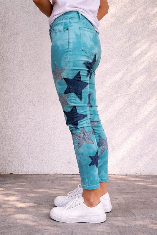 Women's Denim Blue Jeans - Swimming with Stars ,Fitted