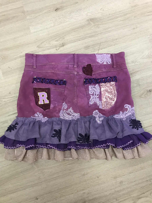 Custom Ruffle Skirt | Made to Order Upcycled Denim Skirt | Boho Festival Skirt | Handmade Layered Patchwork