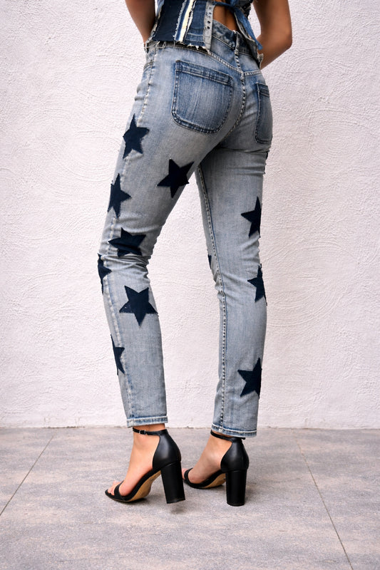 Sassi Denim Blue Star Patchwork Jeans