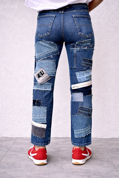 Foxy Patchwork Denim Jeans - Slim Fit