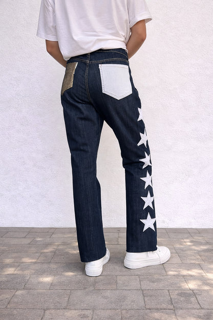 Star Detail Jeans — Dark Denim (Size 16–18)