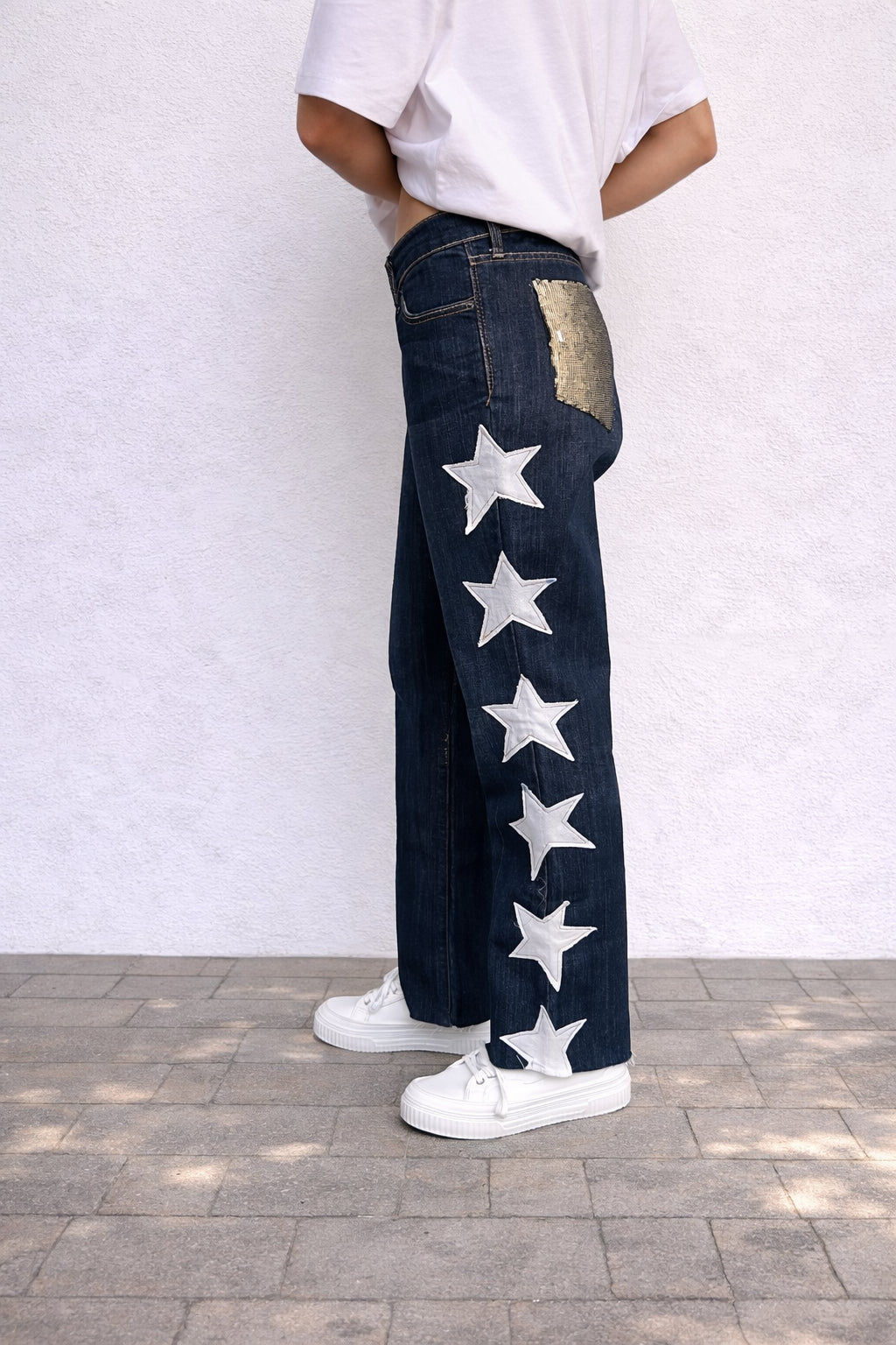 Star Detail Jeans — Dark Denim (Size 16–18)