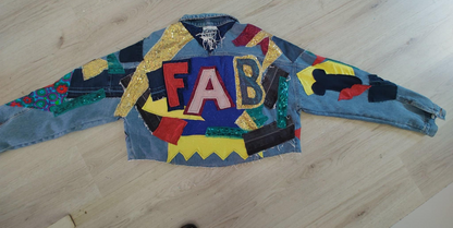 Upcycled Denim Jacket Women | Handmade Sequin Statement Jacket | One of a Kind Festival Coat