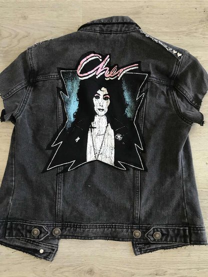 Upcycled Denim Vest Women’s Size 10 | Cher Inspired “Heart of Stone” Jacket | Handmade Rocker Vest