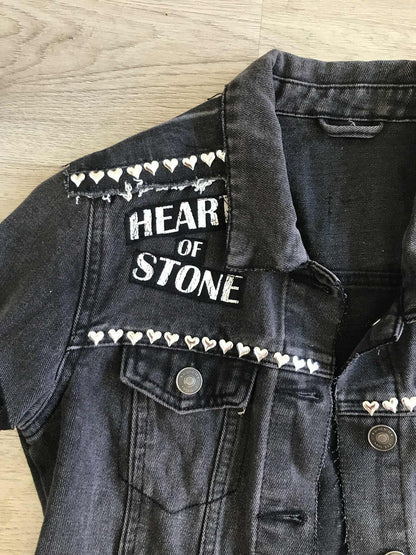 Upcycled Denim Vest Women’s Size 10 | Cher Inspired “Heart of Stone” Jacket | Handmade Rocker Vest
