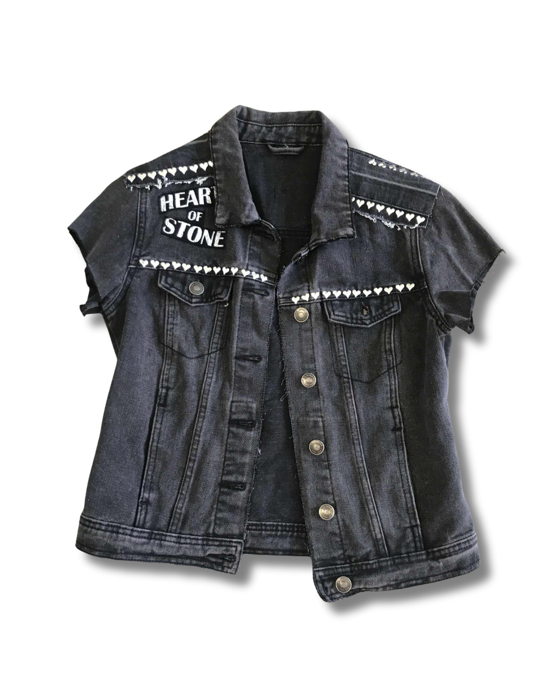 Upcycled Denim Vest Women’s Size 10 | Cher Inspired “Heart of Stone” Jacket | Handmade Rocker Vest