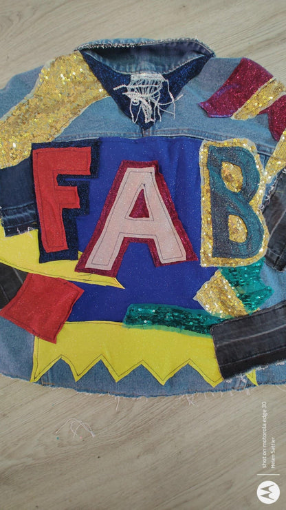 Upcycled Denim Jacket Women | Handmade Sequin Statement Jacket | One of a Kind Festival Coat